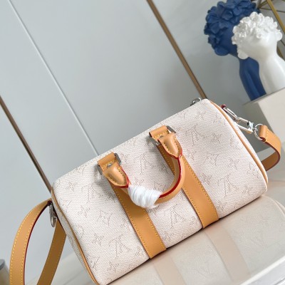 Louis Vuitton - Keepall Bandoulière 25 Handbag  Army Green / Silk Print