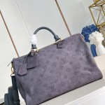 Louis Vuitton Speedy P9 Bandoulière 40 Handbag in Suede Leather with Monogram Floral and Silk Scarf