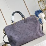 Louis Vuitton Speedy P9 Bandoulière 40 Handbag in Suede Leather with Monogram Floral and Silk Scarf