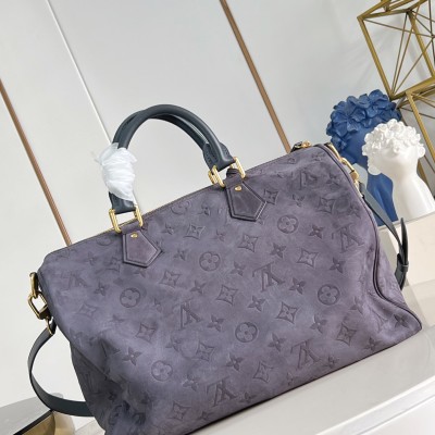Louis Vuitton - Speedy P9 Bandoulière 40 Handbag Suede Leather with Monogram Floral