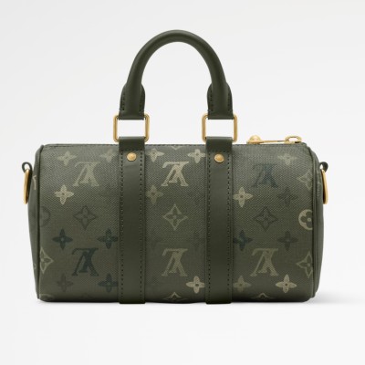 Louis Vuitton - Keepall Bandoulière 25 Handbag  Army Green / Silk Print