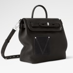 Louis Vuitton Steamer 30 Black Leather Handbag M27061 Front View