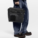 Louis Vuitton Steamer 30 Black Leather Handbag M27061 Front View