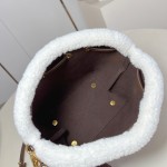 Louis Vuitton Bella M57068 Brown Plush Bag with Wool Trim and Monogram Perforation