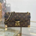 Louis Vuitton East West Trunkie M27266 Monogram Bag with White/Black Chain, Leather Lock and S-lock