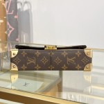 Louis Vuitton East West Trunkie M27266 Monogram Bag with White/Black Chain, Leather Lock and S-lock