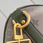 Louis Vuitton Keepall Bandoulière 50 Travel Bag with camouflage Monogram Surplus and distressed metal hardware