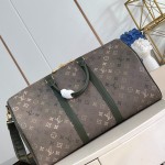 Louis Vuitton Keepall Bandoulière 50 Travel Bag with camouflage Monogram Surplus and distressed metal hardware