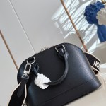Louis Vuitton Alma BB Handbag in Epi leather with signature embroidery and jacquard shoulder strap