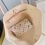 Louis Vuitton Neverfull MM x Takashi Murakami Edition with vibrant hues and cowhide leather accents