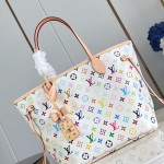 Louis Vuitton Neverfull MM x Takashi Murakami Edition with vibrant hues and cowhide leather accents