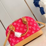 Louis Vuitton Alma BB Handbag with Damier Ebene Canvas and Toron Leather Handles
