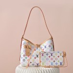 Louis Vuitton CarryAll M13661 White Multicolor Handbag – Monogram Canvas with Leather Trim