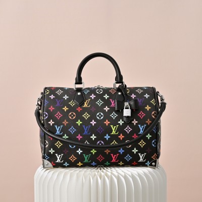 Louis Vuitton - Takashi Murakami X TM Speedy Soft 30 Monogram Canvas Handbag M13257 Black Multi