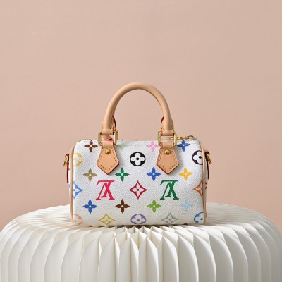 Louis Vuitton - Nano Speedy M13391 White Multicolor Monogram Canvas Bag (Murakami Takashi Edition)