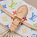  Louis Vuitton Nano Diane Monogram Empreinte White Multicolor Baguette Bag M14194 with detachable strap and magnetic closure