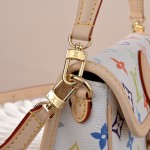  Louis Vuitton Nano Diane Monogram Empreinte White Multicolor Baguette Bag M14194 with detachable strap and magnetic closure