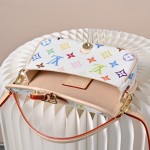  Louis Vuitton Nano Diane Monogram Empreinte White Multicolor Baguette Bag M14194 with detachable strap and magnetic closure