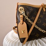  Louis Vuitton CarryAll BB Monogram vintage handbag M13014 with decorative chain leather luggage tag and drawstring closure