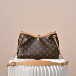  Louis Vuitton CarryAll BB Monogram vintage handbag M13014 with decorative chain leather luggage tag and drawstring closure