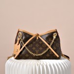  Louis Vuitton CarryAll BB Monogram vintage handbag M13014 with decorative chain leather luggage tag and drawstring closure