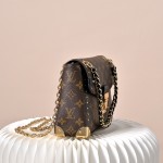 Louis Vuitton Trunkie Monogram Canvas Trunk Handbag M14526 with metal studs S-lock closure and chain strap