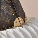 Louis Vuitton Trunkie Monogram Canvas Trunk Handbag M14526 with metal studs S-lock closure and chain strap