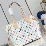 Louis Vuitton M27839 Neverwoof Medium Pet Carrier in White Monogram Multicolore Canvas