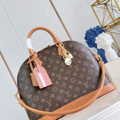 Louis Vuitton - Alma MM Monogram Ostrich Trim Limited Edition Handbag N30049