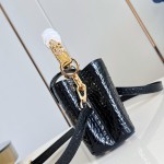 Louis Vuitton Capucines Mini Exceptionals M12944 Black Crocodile Effect Handbag