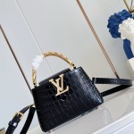 Louis Vuitton Capucines Mini Exceptionals M12944 Black Crocodile Effect Handbag