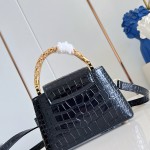 Louis Vuitton Capucines Mini Exceptionals M12944 Black Crocodile Effect Handbag