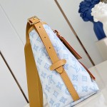 Louis Vuitton CarryAll PM Monogram Origine Bleu Courrier Shoulder Bag M27532 Front View