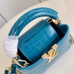 Louis Vuitton Capucines Mini  Crocodile Embossed Gold Diamond Handbag M13737 Front View