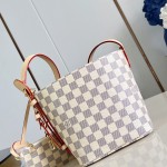 Louis Vuitton N40855 All In BB Handbag in Damier Azur Canvas with Leather Trim