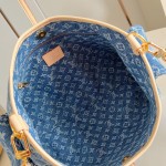 Louis Vuitton CarryAll Cargo PM Denim Rendez-Vous handbag in blue and military green denim with leather trim and luggage tag