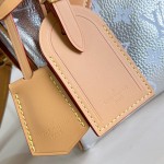 Louis Vuitton-inspired Speedy P9 Bandoulière 20 replica handbag in black silver and orange glossy leather style