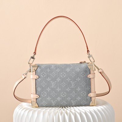 Louis Vuitton - Side Trunk Medium Monogram Denim Gray Handbag M13285