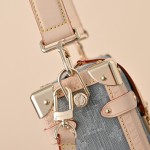 Louis Vuitton Side Trunk Medium Monogram Denim Gray Handbag M13285 with S-lock closure and gold-tone hardware