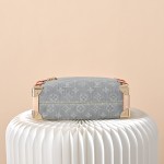 Louis Vuitton Side Trunk Medium Monogram Denim Gray Handbag M13285 with S-lock closure and gold-tone hardware