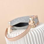 Louis Vuitton Side Trunk Medium Monogram Denim Gray Handbag M13285 with S-lock closure and gold-tone hardware