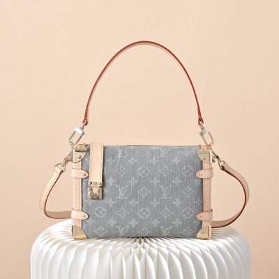 Louis Vuitton - Side Trunk Medium Monogram Denim Gray Handbag M13285