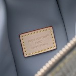Louis Vuitton Side Trunk Medium Monogram Denim Gray Handbag M13285 with S-lock closure and gold-tone hardware