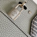 Louis Vuitton-inspired dynamic chip replica handbag in gray black blue and green color options