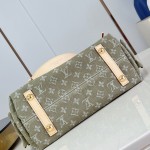 Louis Vuitton CarryAll Cargo PM Denim Rendez-Vous handbag in blue and military green denim with leather trim and luggage tag