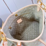 Louis Vuitton CarryAll Cargo PM Denim Rendez-Vous handbag in blue and military green denim with leather trim and luggage tag