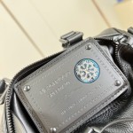 Louis Vuitton-inspired Speedy P9 Bandoulière 20 replica handbag in black silver and orange glossy leather style