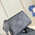 Louis Vuitton-inspired Speedy P9 Bandoulière 20 replica handbag in black silver and orange glossy leather style