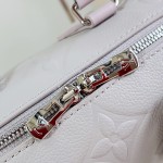 Louis Vuitton-inspired Speedy Bandoulière 20 replica handbag in Monogram Empreinte-style embossed grained leather