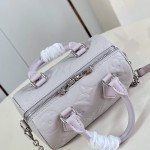 Louis Vuitton-inspired Speedy Bandoulière 20 replica handbag in Monogram Empreinte-style embossed grained leather